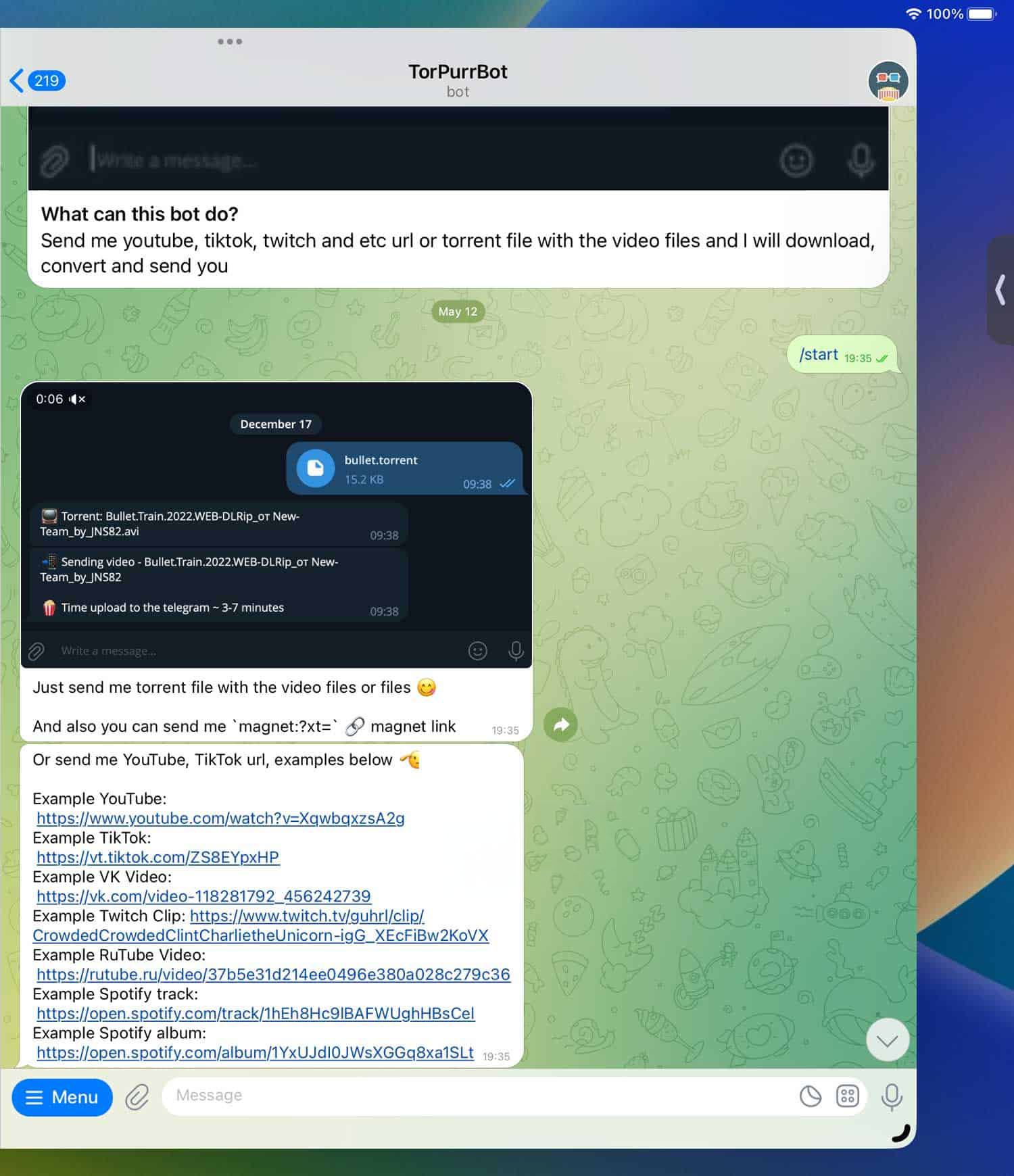 Telegram多功能视频下载机器人-TorPurrBot